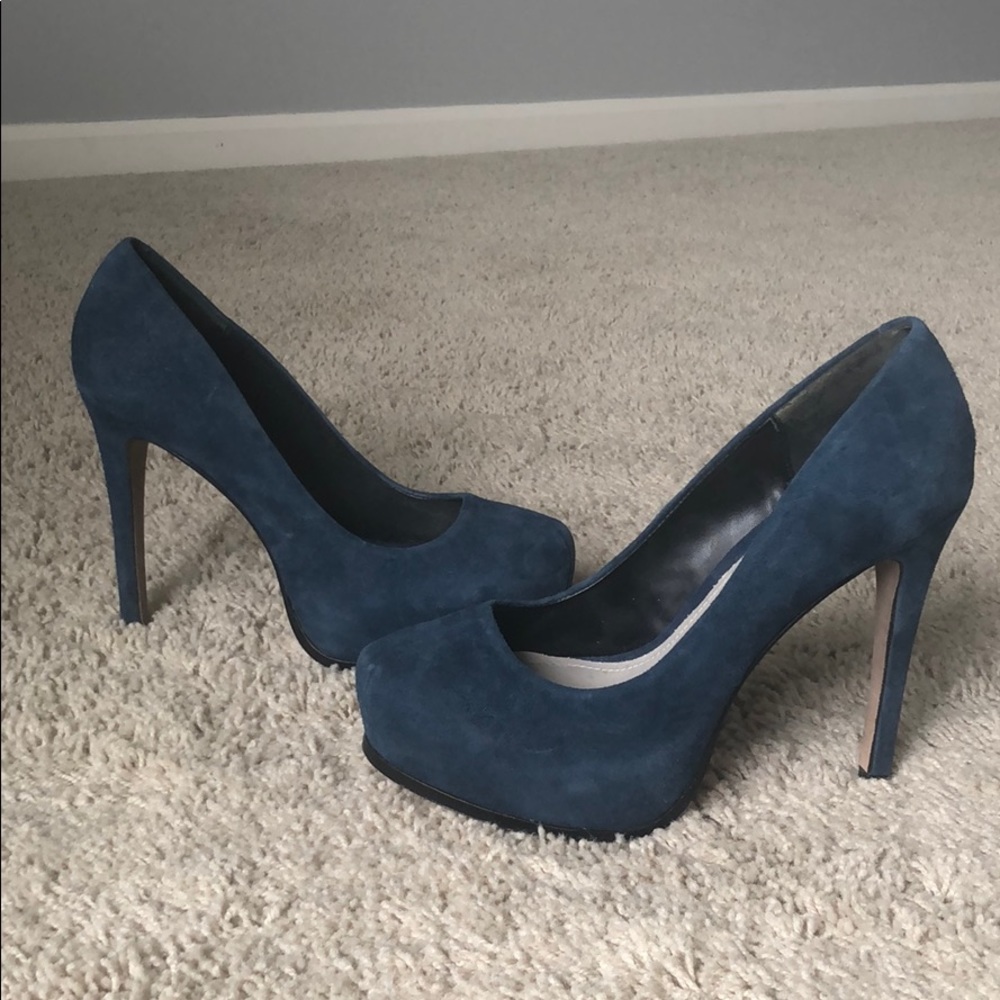 Blue Suede High Heels *like new*